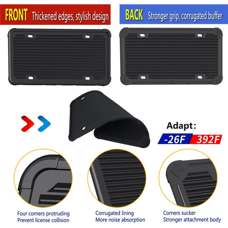 Aootf Silicone License Plate Frame - 1 Pack Black License Plate Frame,Front or Rear Cover Slim Holder with Screws, Black Screw Caps, with Rust-Proof. Rattle-Proof. Weather-Proof for Women, Men - Image 3